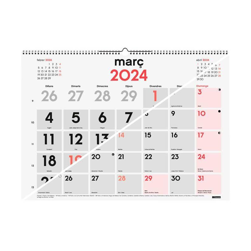 CALENDARIO DE PARED 2024 FINOCAM NEUTRO MIXTO XL CATALÁN