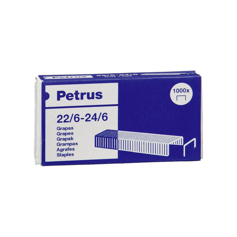 CAJA 1000 GRAPAS PETRUS 22/6 - 24/6 GALVANIZADAS