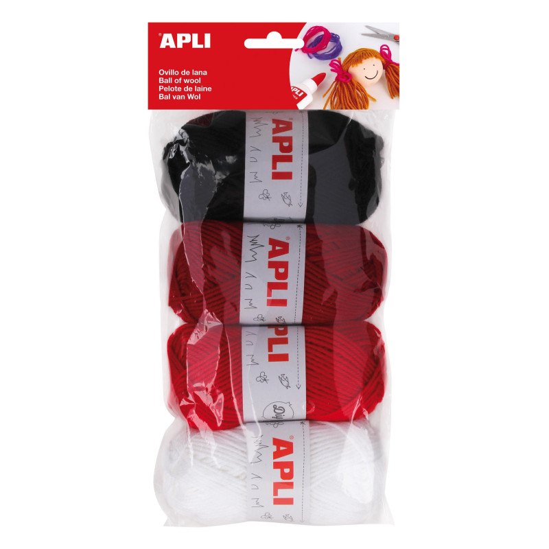 PACK 4 OVILLOS APLI DE LANA TONOS ROJOS