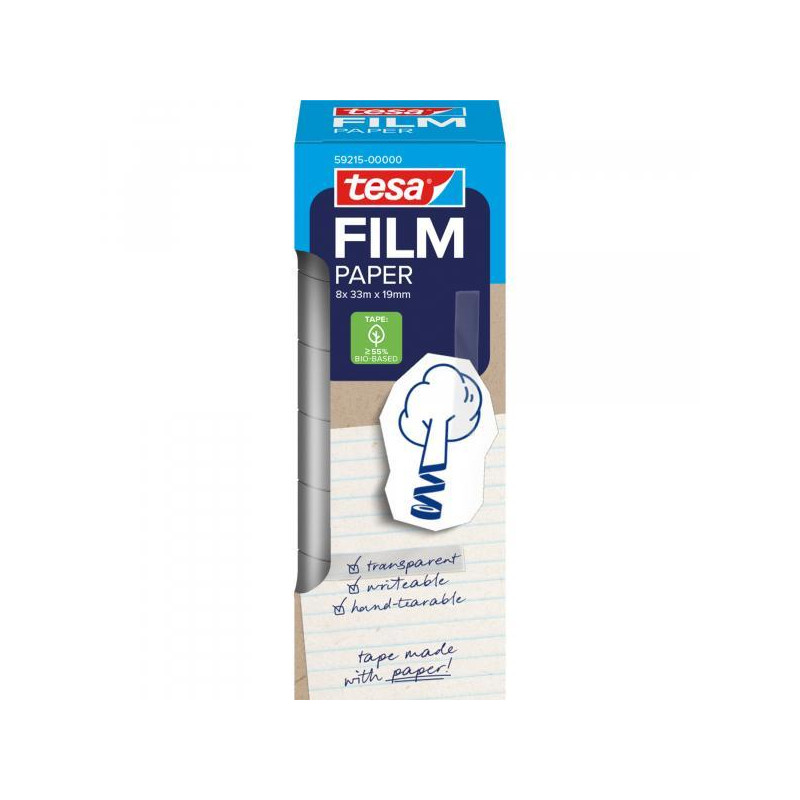 PACK 8 ROLLOS CINTA ADHESIVA TESAFILM PAPER 33mx19mm