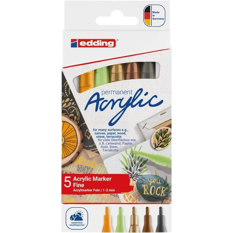PACK 5 MARCADORES ACRÍLICO EDDING 5300 NATURALEZA PACK 5 MARCADORES ACRÍLICO EDDING 5300 NATURALEZA