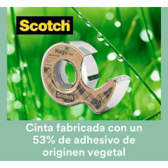 CINTA ADHESIVA SCOTCH MAGIC ECOLÓGICA 19mm x 20m CON DISPENSADOR