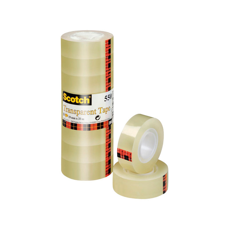 PACK 8 ROLLOS CINTA ADHESIVA SCOTCH 550 19mm x 33m PACK 8 ROLLOS CINTA ADHESIVA SCOTCH 550 19mm x 33m