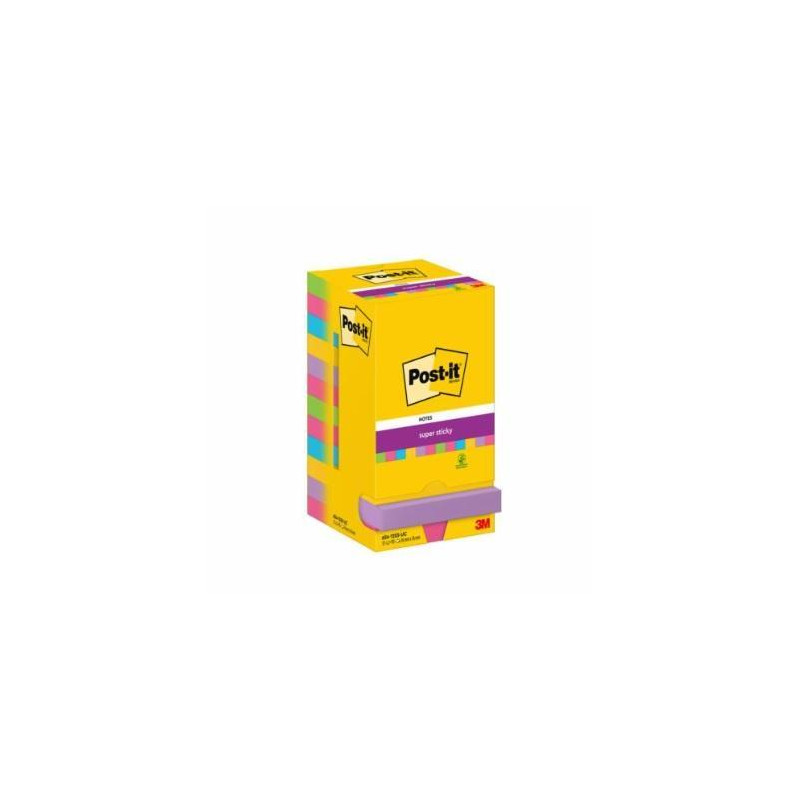 CAJA 12 NOTAS POST-IT SUPER STICKY 76x76mm SURTIDAS CAJA 12 NOTAS POST-IT SUPER STICKY 76x76mm SURTIDAS