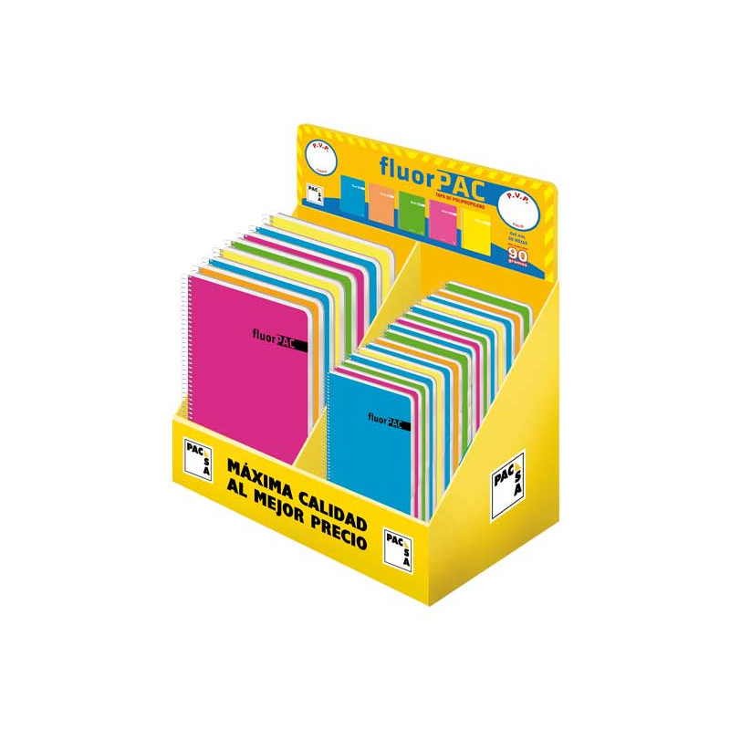 EXPOSITOR 40 CUADERNOS PACSA "FLUORPAC" SURTIDOS EXPOSITOR 40 CUADERNOS PACSA "FLUORPAC" SURTIDOS