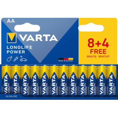 BLÍSTER 8+4 PILAS VARTA AA LONGLIFE POWER LR6 1,5V
