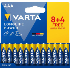 BLÍSTER 8+4 PILAS VARTA AAA LONGLIFE POWER LR03 1,5V