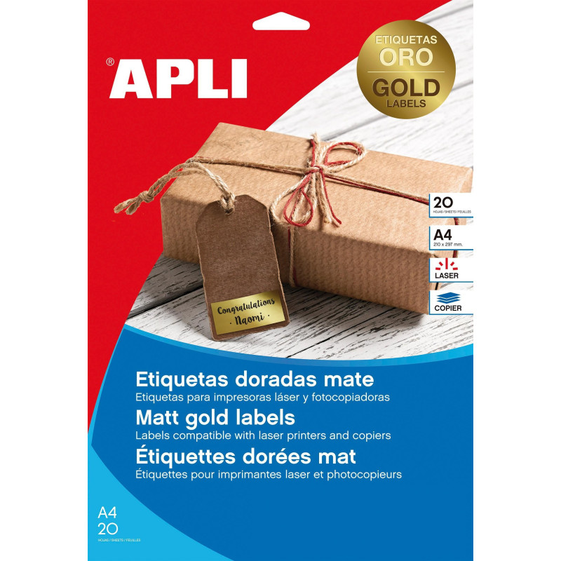 ETIQUETAS METALIZADAS ORO 210,0 X 297,0 mm ETIQUETAS METALIZADAS ORO 210,0 X 297,0 mm