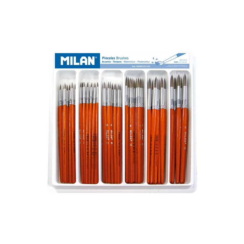 SCHOOLPACK 120 PINCELES MILAN SERIE 101 SURTIDOS