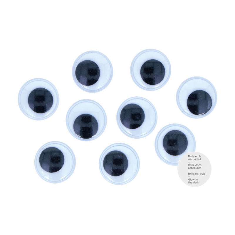 BOLSA 12 OJOS MÓVILES INNSPIRO ADHESIVOS FLUORESCENTES Ø18mm