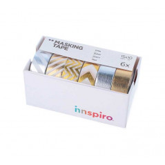 SET 6 CINTAS WASHI TAPE INNSPIRO SERIE METAL