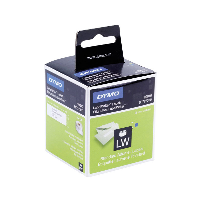 PACK 2 ROLLOS 130 ETIQUETAS DYMO LW  89x28mm