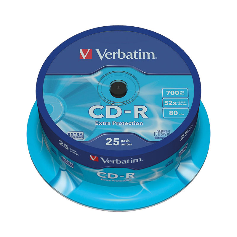 BOBINA 25 CD-R VERBATIM 52X 700MB DATALIFE