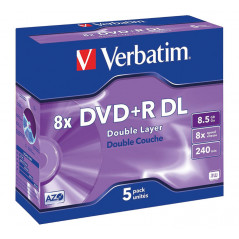 PACK 5 DVD+R VERBATIM 8X 8.5GB ADVANCED DOBLE CAPA