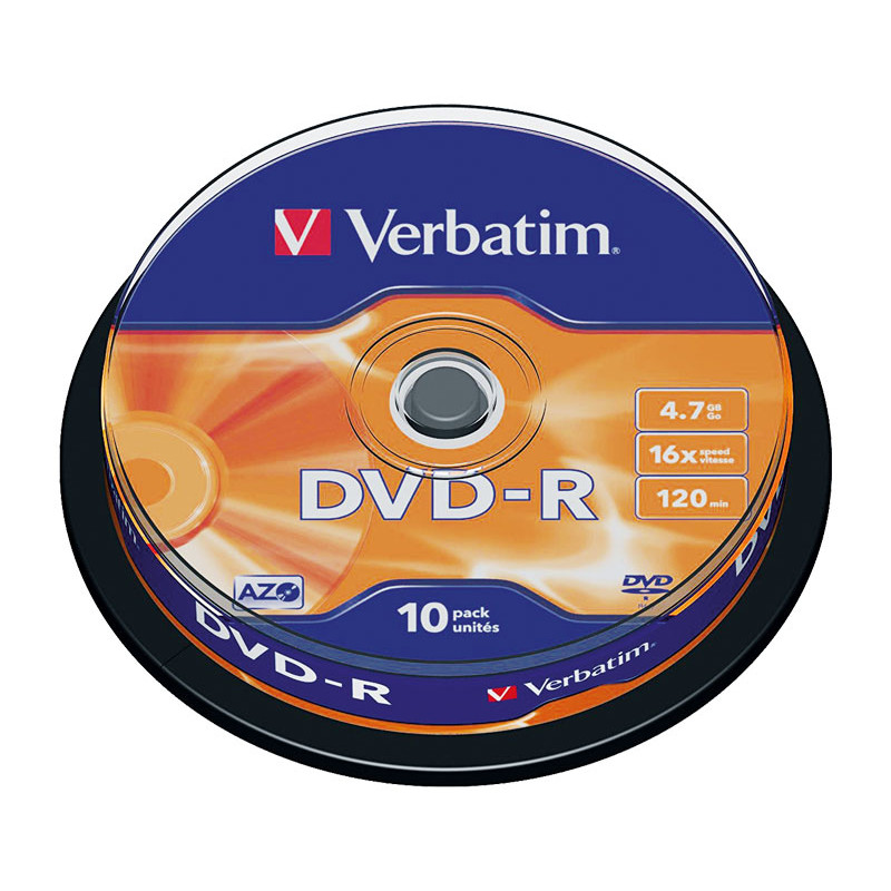BOBINA 10 DVD-R VERBATIM 16X 4.7GB ADVANCED AZO