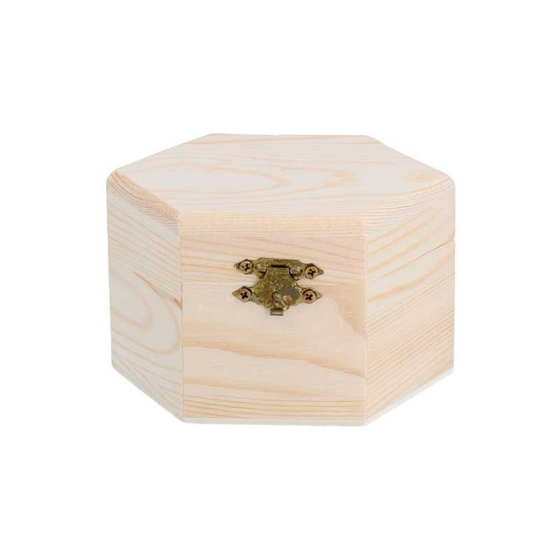 CAJA MADERA DE PINO INNSPIRO HEXAGONAL 12x10,5X7cm