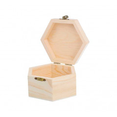 CAJA MADERA DE PINO INNSPIRO HEXAGONAL 12x10,5X7cm