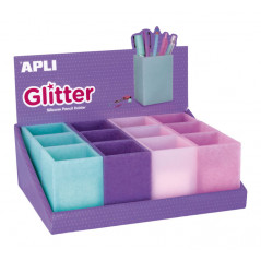 EXPOSITOR 12 CUBILETES APLI GLITTER COLLECTION