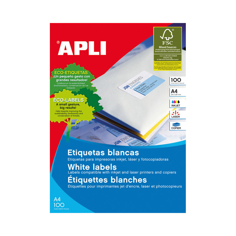 CAJA 100h ETIQUETAS POLIVALENTES APLI 105x37mm CAJA 100h ETIQUETAS POLIVALENTES APLI 105x37mm