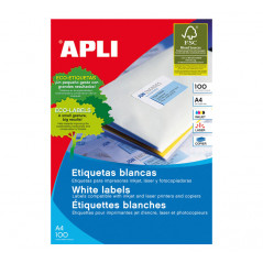 CAJA 100h ETIQUETAS POLIVALENTES APLI 63,5x38,10mm CANTOS ROMOS