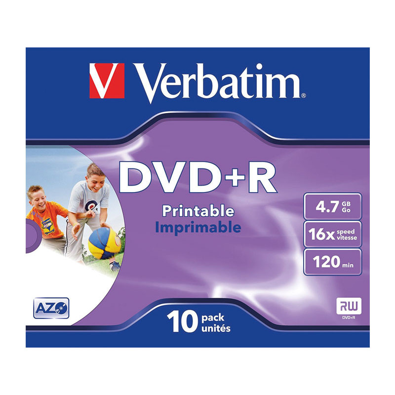PACK 10 DVD+R VERBATIM 16X 4.7GB ADVANCED IMPRIMIBLE