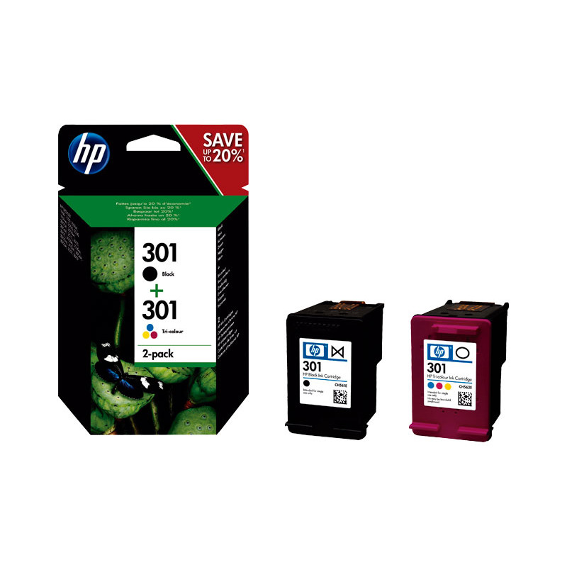 PACK DE AHORRO DE 2 CARTUCHOS DE TINTA ORIGINAL HP 301