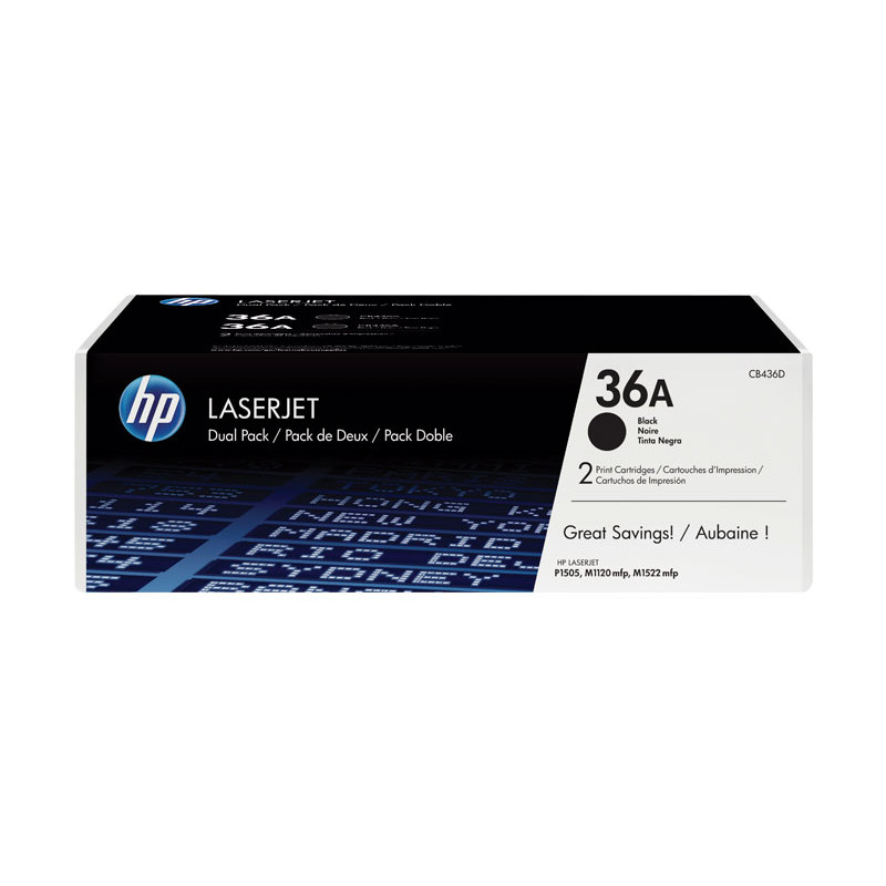 PACK DE AHORRO DE 2 CARTUCHOS DE TÓNER ORIGINAL LASERJET HP 36A