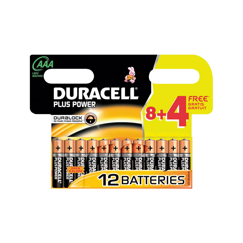 ➔ PACK 12 PILAS DURACELL ALCALINAS Plus Power AAA