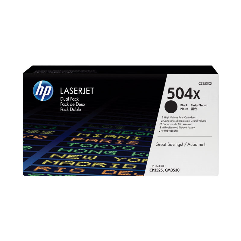 PACK DE AHORRO DE 2 CARTUCHOS DE TÓNER ORIGINAL LASERJET HP 504X DE ALTA CAPACIDAD