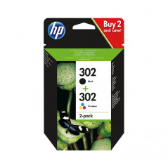 PAQUETE DE AHORRO DE 2 CARTUCHOS DE TINTA ORIGINAL HP 302 NEGRO/TRICOLOR