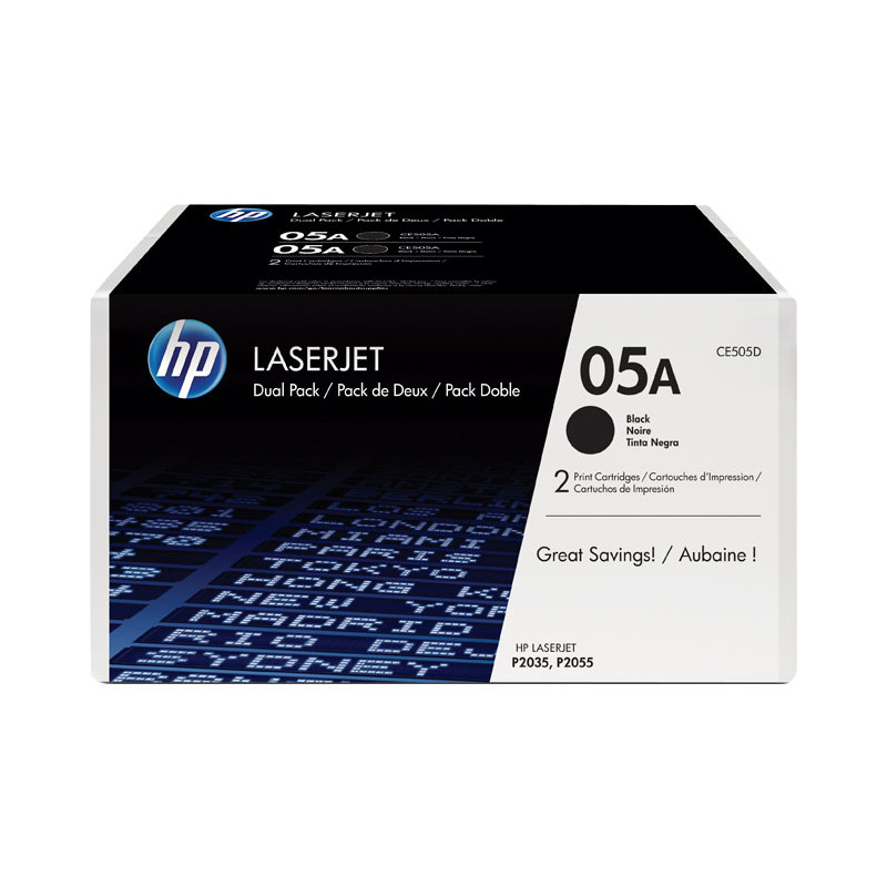 PACK 2 CARTUCHOS DE TÓNER ORIGINAL LASERJET HP 05A