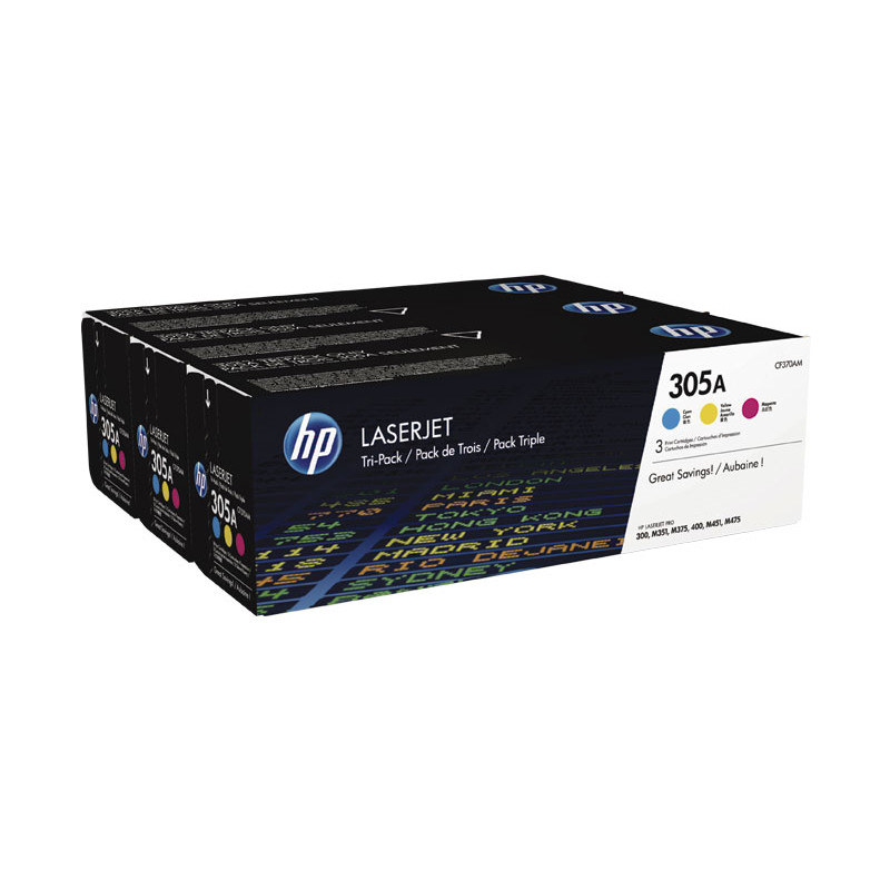 PACK DE AHORRO DE 3 CARTUCHOS DE TÓNER ORIGINAL LASERJET HP 305A