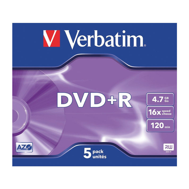 JEWEL CASE 5 DVD+R VERBATIM 16X 4.7GB ADVANCED