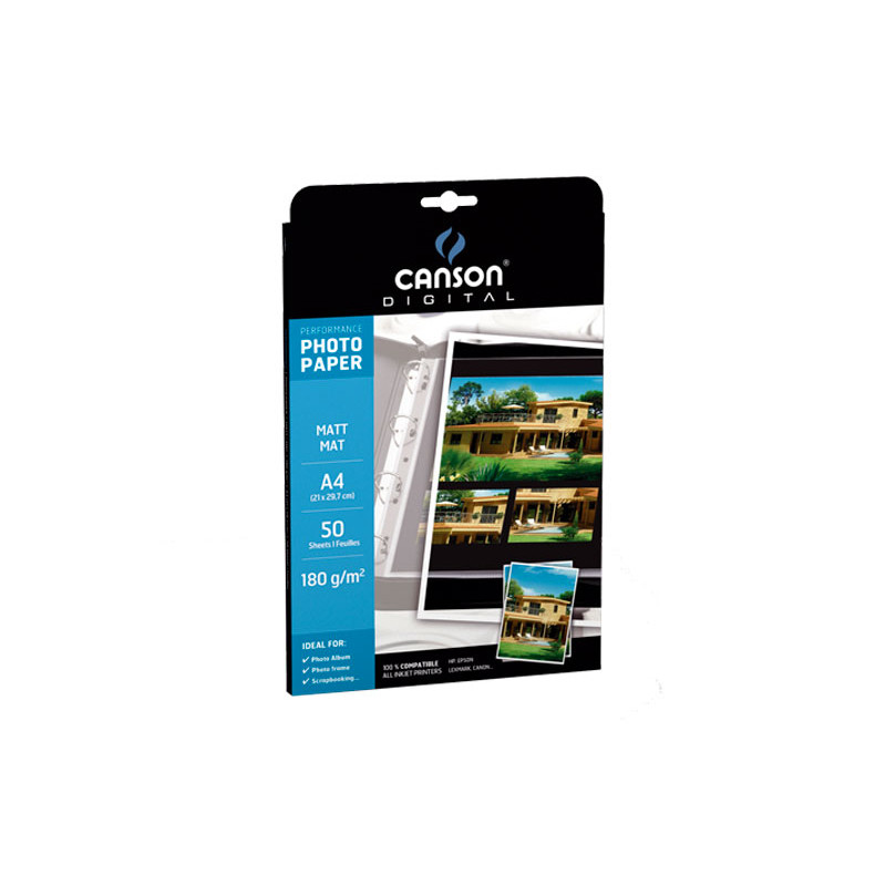PAQUETE 50h PAPEL CANSON INKJET MATE A4 180gr