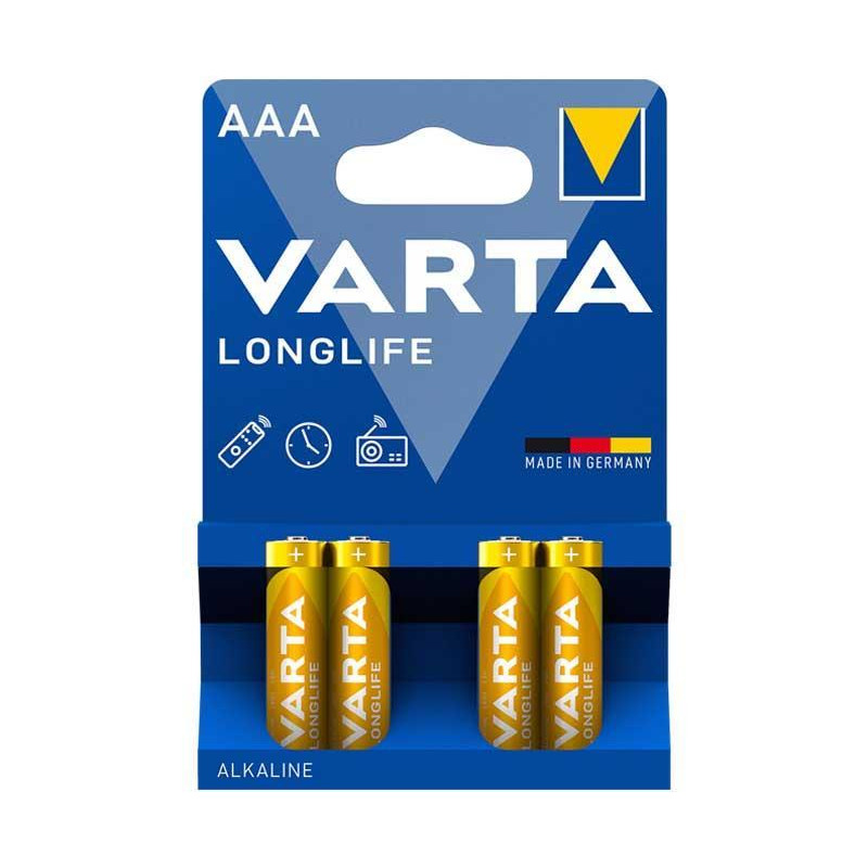 BLÍSTER 4 PILAS VARTA AAA LONGLIFE LR03 1,5V