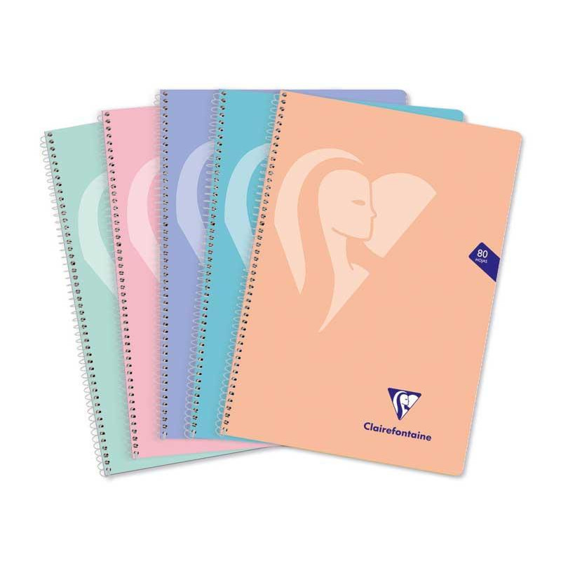 PACK 5 CUADERNOS CLAIREFONTAINE "MIMESYS" Fº COLORES PASTEL TAPA BLANDA