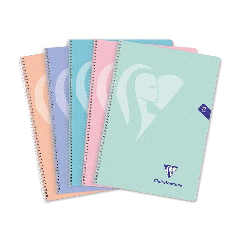 PACK 5 CUADERNOS CLAIREFONTAINE "MIMESYS" Fº COLORES PASTEL TAPA POLIPROPILENO