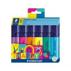 ESTUCHE 6 MARCADORES FLUORESCENTE STAEDTLER TEXTSURFER HAPPY LINE