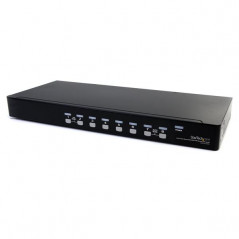 CONMUTADOR SWITCH KVM 8 PUERTOS DE VÍDEO VGA HD15 USB 2.0 USB A Y AUDIO - 1U RACK ESTANTE