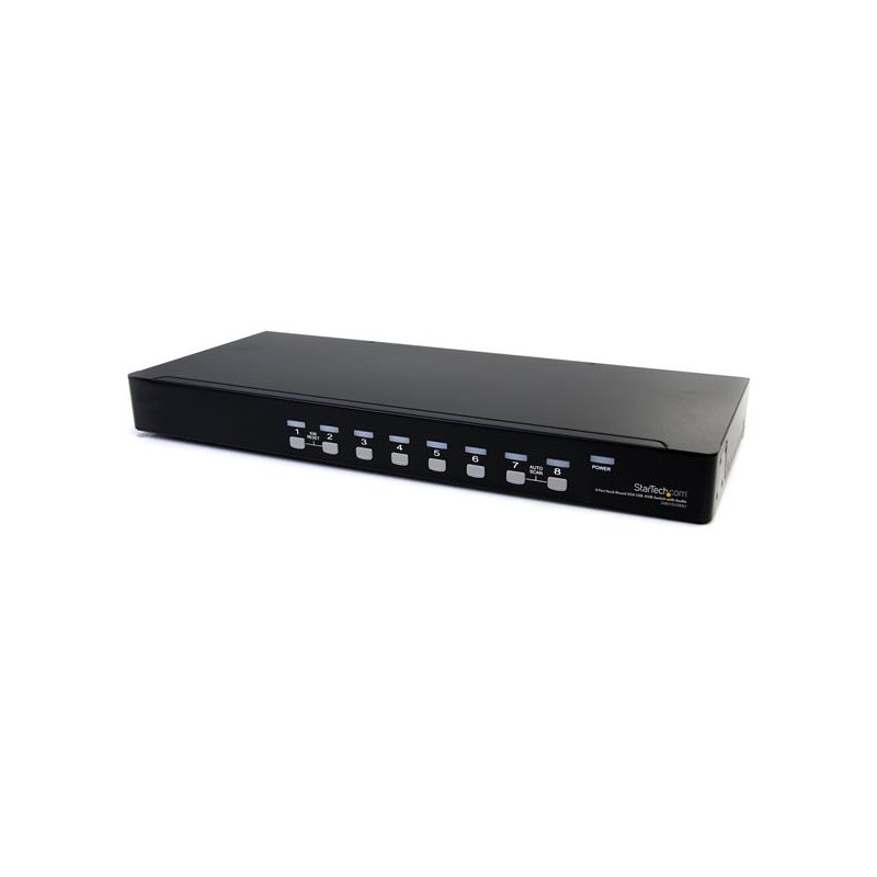 CONMUTADOR SWITCH KVM 8 PUERTOS DE VÍDEO VGA HD15 USB 2.0 USB A Y AUDIO - 1U RACK ESTANTE