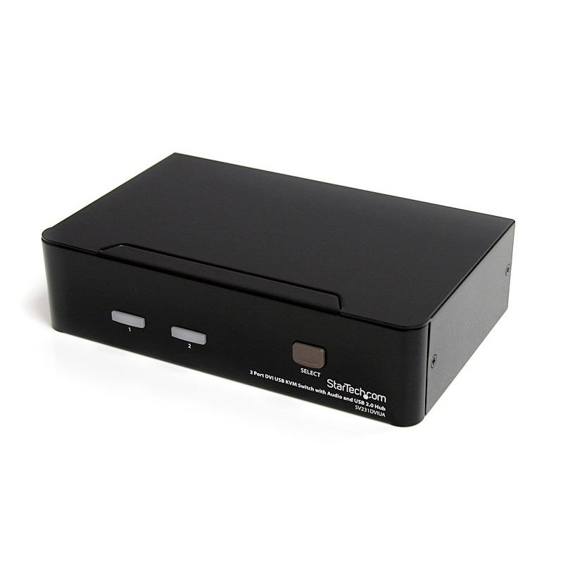 CONMUTADOR SWITCH KVM - 2 PUERTOS USB 2.0 - AUDIO VÍDEO DVI