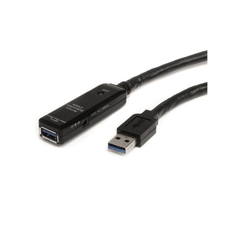 CABLE EXTENSOR ALARGADOR USB 3.0 SUPERSPEED ACTIVO DE 10M - USB A MACHO A  HEMBRA - NEGRO