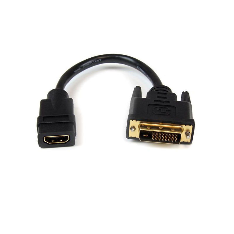 Adaptador de 20cm HDMI a DVI - DVI-D Macho - HDMI Hembra - Cable  Convertidor Video