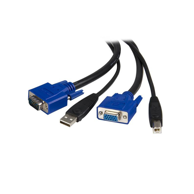 CABLE KVM DE 1,8M TODO EN UNO VGA USB A USB B HD15 - 6FT PIES 2 EN 1
