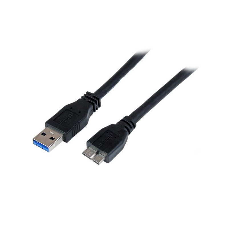 Cable Certificado 1m USB 3.0 (5Gbps) Super Speed SS Micro USB B Macho a USB  A Macho Adaptador - Negro