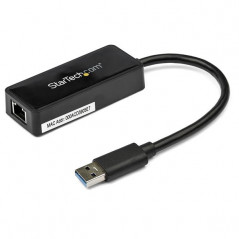 ADAPTADOR TARJETA DE RED NIC EXTERNA USB 3.0 DE 1 PUERTO GIGABIT ETHERNET RJ45 Y PUERTO USB - NEGRO