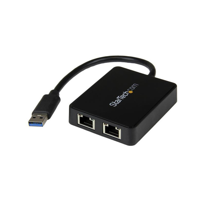 ADAPTADOR TARJETA DE RED NIC EXTERNA USB 3.0 2 PUERTOS GIGABIT ETHERNET RJ45 Y PUERTO USB