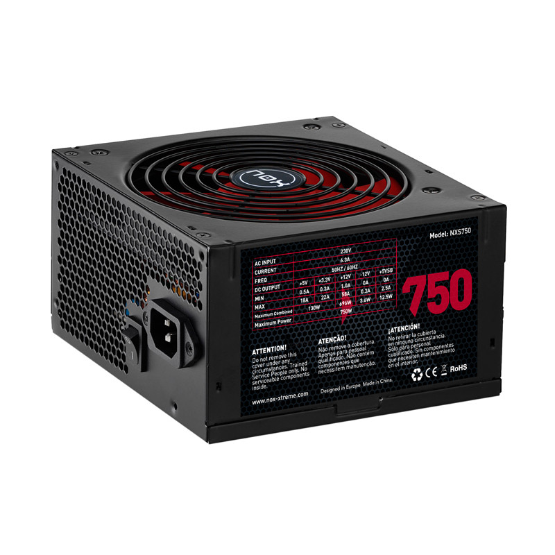 NXS750 UNIDAD DE FUENTE DE ALIMENTACIÓN 750 W 20+4 PIN ATX NEGRO, ROJO