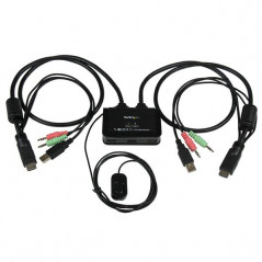 CONMUTADOR SWITCH KVM 2 PUERTOS HDMI USB AUDIO CON CABLES INTEGRADOS - 1080P