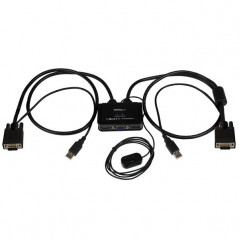 SWITCH CONMUTADOR KVM DE CABLE CON 2 PUERTOS VGA USB ALIMENTADO POR USB CON INTERRUPTOR REMOTO